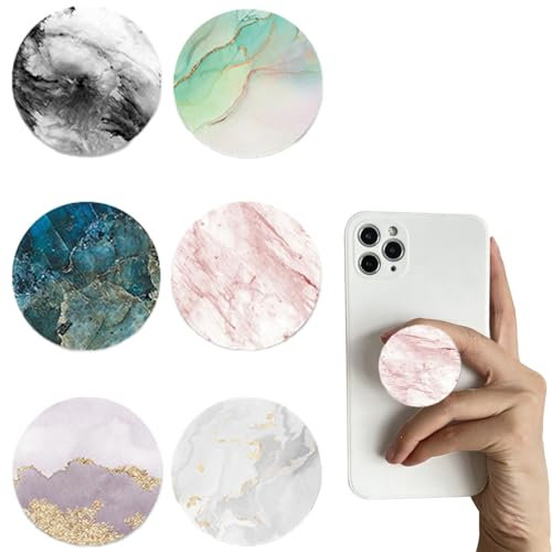 Lot de 6 Supports de téléphone - Multifonction - Pliable - Rotation - pour Smartphones et tablettes - Motif marbre