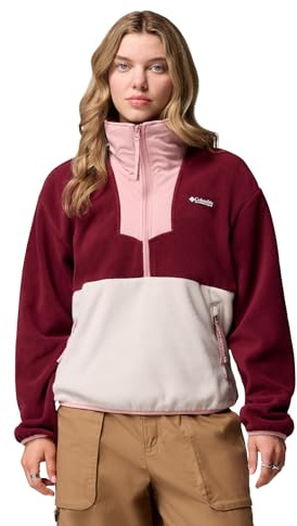 Columbia Women's Sequoia Grove 1/2 Zip Fleece, Fleece Pull Over, Rich Wine/Dark Stone/Eraser Pink, XS