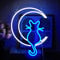 UExnkj-Y Chat de Lune Enseigne Néon Cat Néon Enseignes Bleu Blanc Enseigne Lumineuse Néon Variable USB pour Chambre à Coucher, Salon, Chambre D'enfant, Animalerie, Fête, Club (moon cat)
