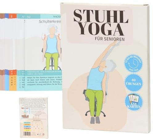SENIORI Stuhl Yoga Karten für Senioren XXL Format A5! Übungskarten Perfekt für das tägliche Training mit Wochenplan