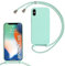 xinyunew Handykette für iPhone X/iPhone XS Hülle mit Band, Handyhülle mit Schnur zum Umhängen, weiche TPU Silikonhülle mit Band [abnehmbar] Halskettenhülle für iPhone X/iPhone XS-Mintgrün