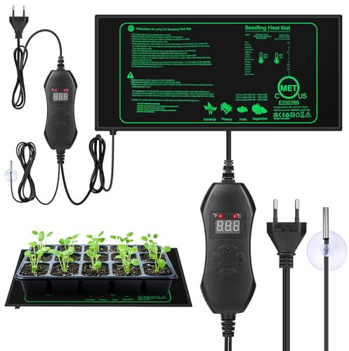 Apritsce Heizmatte Pflanzen mit Thermostat, 52x 25 cm 50W Reptil Dragon Temperatur Heizkissen, Wärmematte für SäMling Germination Pflanzen Wachstum