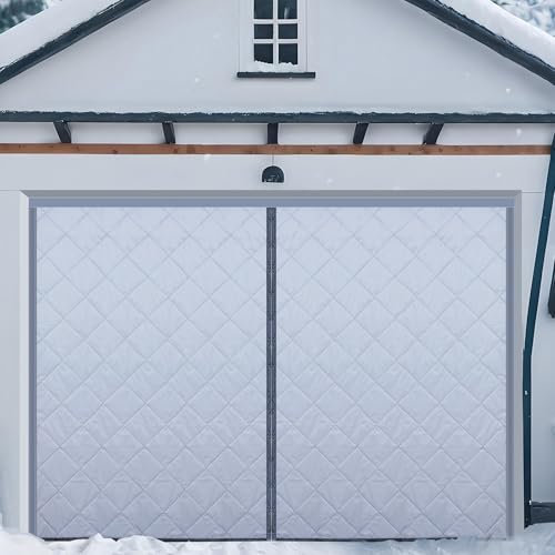 Garage Door Screen for Winter, Garage Door Insulation Kit, Waterproof Windproof Magnetic Thermal Insulated Door Curtain for Garage Door, Garage Door Insulation Blanket(Grey,9 * 7FT)