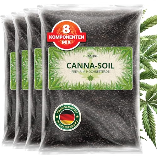 ORAGARDEN Cannabis Erde für Zimmerpflanzen und Garten - 12L Hanf Erde für Cannabis Pflanzen, Palmen, Blumen - 8 Komponenten Cannabiserde
