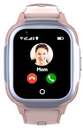 Aoekne Kinder Smartwatch mit GPS und SIM 4G Telefon Uhr für Kinder mit Videoanruf Telefonanruf WiFi Schulmodus SOS Kamera Schrittzähler Wasserdicht (Rosa)