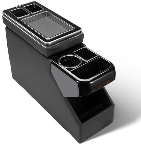 Anlseiod Consolle Centrale per VW bus T5 T6 T6.1 Console Centrale con ripiani, Vano Portaoggetti Con Portabevande Colore Nero Lucido Accessorio Per Sedili Anteriori