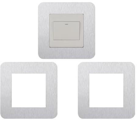 3 Pcs Light Switch Surround,Cover Plates Socket Covers Sockets Sticker Plug Surrounds Border Guard Self Adhesive Electric Frame Decorations Sky Silver Protector Plastic,for Home Wall Swith Decorative
