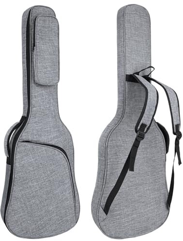 HOHIYO Custodia morbida per chitarra elettrica da 39 pollici, spessa 11 mm, imbottita, impermeabile, con tasche, colore grigio