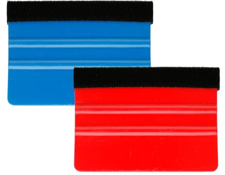 Tabanzhe 2PCS Felt Edge Squeegee Vinyl Wrap Applicator Tool for Car, Wallpaper, Decal, Window Tint – Professional Plastic Smoothing Tool for Removing Bubbles (Blue, Red)