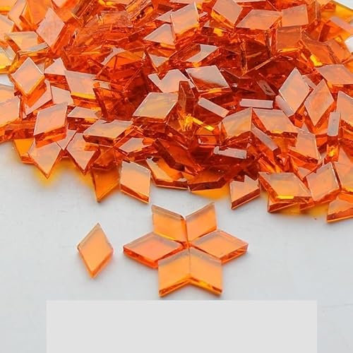 Carreaux de mosaïque, Lampe de table DIY, bougeoir décoratif en verre coloré, matériaux faits main(Orange-high Transmit)