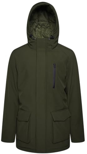 Kam Jeanswear Mens Long Heavyweight Quilted Soft Shell Coat - Green