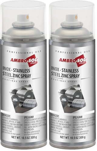 Ambro-Sol, Galvanizado, Inox, Color Gris - Acero, Spray 400ml (Paquete de 2)