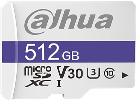 Dahua 512GB Micro SD Karte (microSDXC) – Class 10 UHS-I U3 V30 Speicherkarte Micro SD bis 95 MB/s, C100 High-Endurance SD Card für 4K Überwachung & Maximale Speichererweiterung (inkl. Adapter)