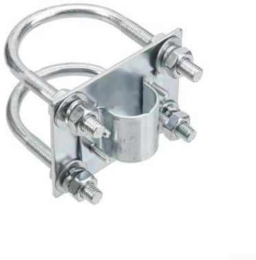 Antenna Mast Clamp, Mounting Bracket for Satellite Dish Roof Pole Installation, Adjustable Metal Holder for Radio Aerial Outdoor Mast-Mount Fixing Hardware