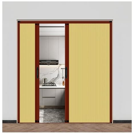 Porte fisarmonica interne senza foratura, telaio alluminio tessuto alveolare oscurante, divisore temporaneo per camera e armadio interno(Yellow,64 x 80/162.56x203.2cm)