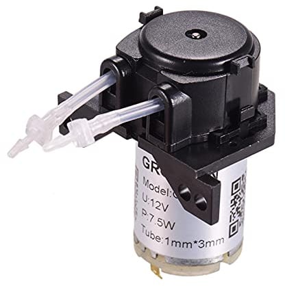 Domary Peristaltische Pumpe DC 12 V Pumpe 12 V Dosierpumpe Volt Flüssigkeitspumpe Mini-Wasserflüssigkeitspumpe Selbstansaugender Reversibler Durchfluss mit Schnallendesign für die (1mmX3mm)