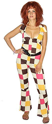 Foxxeo 70er 80er Disco Kostüm Jumpsuit für Damen - Größe XS bis XL - Sexy Damenkostüm Overall Fasching Karneval Größe XL