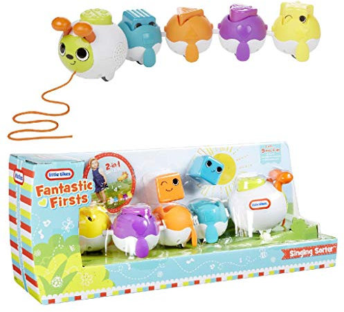 Little Tikes Fantastic First Singing Sorter - 2-in-1-Formensortierspiel und Zieh-Spielzeug - 5 niedliche Gesichter -2 AA-Batterien erforderlich, nicht im Lieferumfang- geeignet für Kinder ab 6 Monaten