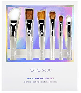 Sigma Beauty Skincare Brush Set - 6 Piece Cosmetic Brush Set - Soothing, Hygenic Application - Apply Skincare Without Tugging Skin - Face Mask Brushes & Serum Brushes