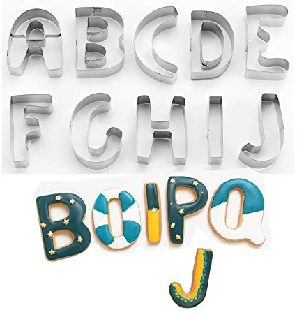 ShengHai 26-Piece Large Alphabet Cookie Cutter Set (A - Z), Stainless Steel Decorating Tools Letters Fondant Cutter