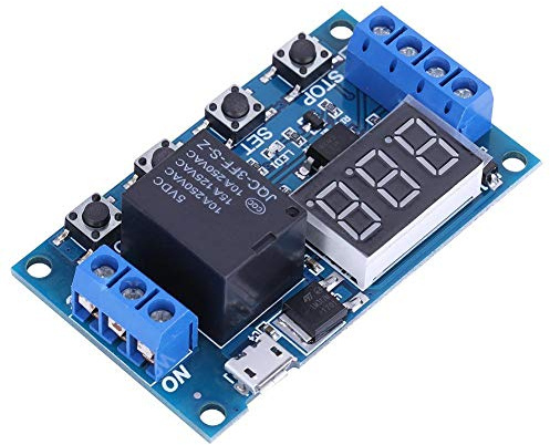 Timer Switch Module, Digital Delay Relay Programmable Cycle Control with LED Display Micro USB 6V to 30V Power Supply for Automation Smart Home ABS 1 Pack