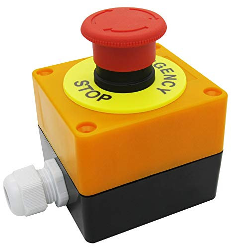 mxuteuk 1NC 1NO 22mm Interruttore a pulsante di arresto di emergenza a fungo rosso AC 660V 10A Switch Station Box HB2-ES545-BOX-Y