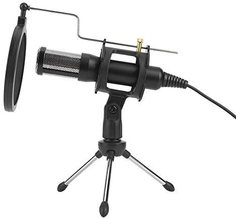 USB Mikrofon Kondensator Computer PC Mikrofon Stecker Mikrofon mit Zusammenklappbarem Stativ, Drehbares Omnidirektionales 270 Grad Mikro für Game Chat Studio