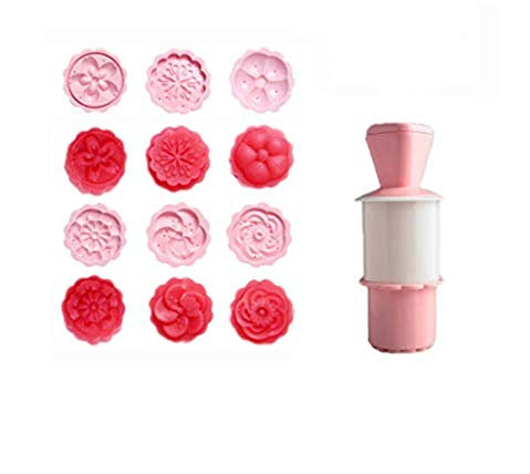 LEAMALLS 7 stück Ausstechformen Mooncake form manuelle Press Cookies Mould mit Blumen Backen Torten Fondant Backzubehör Modellierwerkzeug Backformsets Dekorationswerkzeuge