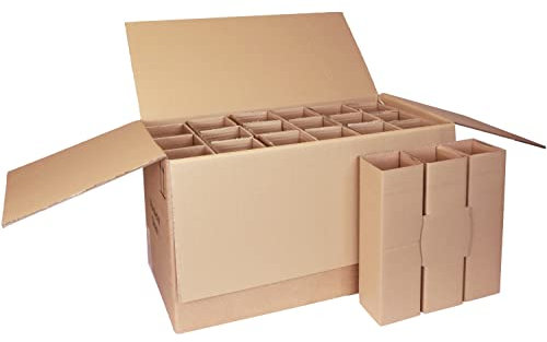 smiley pack Flaschenversandkarton für 18 Flaschen inkl. Einlage 18er Weinkarton Wein Sekt Spirituosen Saft Magnum Gin PTZ DHL UPS DPD Hermes Weinversandkarton Flaschenkarton (5)