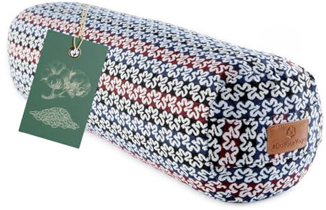 #DoYourYoga Zylinder Yogabolster mit Bio-Dinkelspelz (KBA), waschbarer Bezug aus 100% Baumwolle, 68cm x 22cm, Yogakissen Meditations- / Sitz- / Zafukissen für Yin Yoga - Style 17