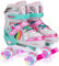 Sumeber Verstellbar Rollschuhe für Kinder,mit Leuchtenden Rädern Roller Skates Bequem und atmungsaktiv Quad Skates für Mädchen Rosa (M(35-38))