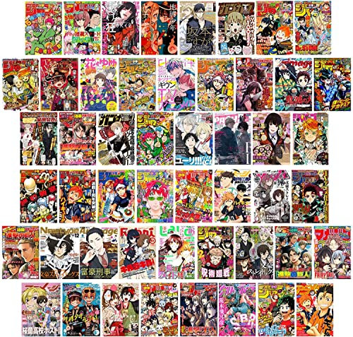 ZPPLD 50pcs Anime Wall Collage Kit,Anime Poster Collage Kit for Wall Aesthetic,Manga Posters,Animes Posters Dorm Decor Photo Collection Bedroom Decor for Animes Lovers