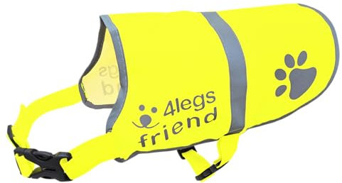 gelbe Sicherheitsweste 5 Größen Hundejacke reflektierend mit verstellbaren Trägern und seitlichen Verschlussschnallen, leichte Hundesicherheitsweste für Sichtbarkeit und Sicherheit bei Tag und Nacht