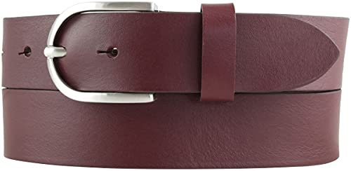 BELTINGER Damen-Gürtel aus Vollrindleder 3,5 cm | Jeans-Gürtel für Damen 35mm | Chino-Gürtel mit runder Gürtelschließe | Bordeaux 80cm