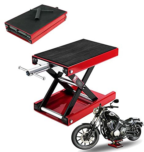 AUTOFU 1100 LB Motorcycle Lift Lift Jack Center Scissor Wide Deck Hoist Stand Bikes Garage Repair Stand for MotorBike, Cruiser, Street Bike