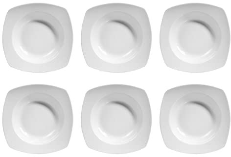 Sänger | Suppenteller Markant in Weiß, 6-teiliges Suppenschalen Set für 6 Personen, Schalen-Set aus Porzellan, Eckig | PREMIUM COLLECTION