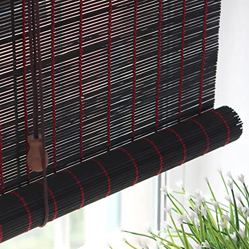 HFDASUENT Bamboo Roll Up Window, Blind Sun Shade Opaque 50% Shading Rate Roller Shades Privacy Screen Sun Protection For Studio Tea House Patio Windows Doors,Customizable (W110xH280cm/W43xH110in)