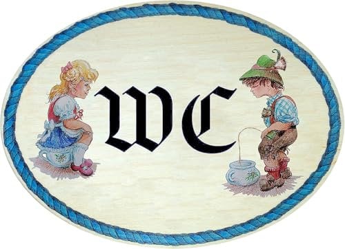 Kaltner Präsente Geschenkidee - Geschenkartikel Deko Türschild im Antik Design Dekoartikel Toilette WC (18 x 13 cm) Mehrfarbig