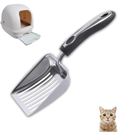 Pala Para Arenero De Gatos,el Metal De Aluminio Durable Se Dispersó La Cucharada Con El Mango Largo Gomoso Cómodo Agarre,metal Recogedor De Arena Para Gatos Para El Gatito Del Gato Del Animal Doméstic