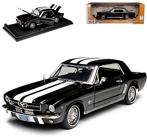 Motormax Ford Mustang I 1. Generation 1/2 Coupe Schwarz mit Weißen Shelby Streifen 1. Modelljahr 1964 Generation 1964-1966 1/18 Modell Auto mit individiuellem..