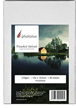 Photolux FineArt Velvet 270 gsm Matt Fotopapier in Premiumqualität - 10,2x15,2 cm - 50 Blatt