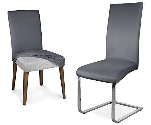 BEAUTEX Mikrofaser Stuhlhusse, elastische Stretch Husse Bi-Elastic Schwingstuhlhusse, Farbe wählbar (Anthrazit)