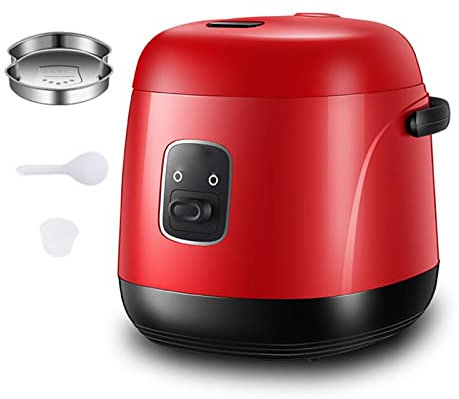 fUfIzU 1.2L Electric Rice Cooker with Steam & Rinse Basket, Portable Mini Rice Cooker, Nonstick, 15 Minutes Fast Cooking, Re-Heating, Keep Warm, for 2-4 People,Red