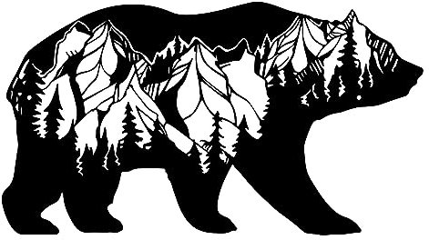 Resama Metall Bär Wand Kunst Wald Tier Rustikale Kunst Dekor Wildnis Dekoration Berg Ornamente für Wohnzimmer Schlafzimmer Innen-und Außenbereich Supplies(Black)