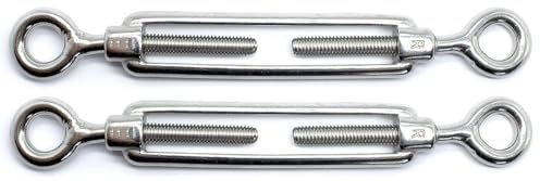 M16 x 250mm Eye & Eye Turnbuckles Wire Tensioner Strainer Closed Hook Threaded Hook A4 Marine Grade Stainless Steel (Pack of 2) X05A
