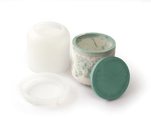 Jesmonite Moule en Silicone Pot Lisse Rond avec Couvercle Di