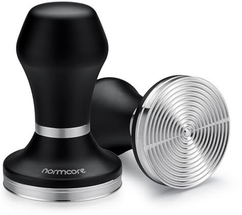 Normcore Espresso-Tamper 58,5 mm – robuster Griff, Kaffeestampfer für Baristas – austauschbarer Tamperboden – 304 Edelstahl, geriffelter Boden