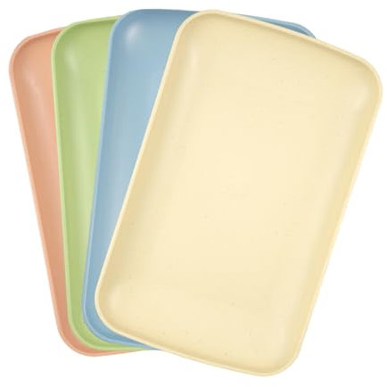 Zfseyuh 4 Piezas Bandejas de Cocina Rectángulo Pequeñas Bandejas de Comida Rápida Cafés Bandejas Rectángulo Reutilizables 24,5 * 14,5 cm para Cocina, Comedor