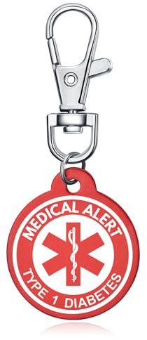 AITENME Medical Alert Kreis ID Tag Schlüsselbund Emergency SchlüSselring Medizinische Schlüsselanhänger mit Gravur Text Personalisierter Notfall Medizinischer Freundschaft Schutz Anhänger