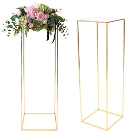 Blumenständer Gold Hochzeitsvase Säule 1 Stück 100cm Blumenständer Hochzeit Herzstücke Geometrische Mittelstücke Vase für Tafelaufsätze Blumenständer Hochzeiten Party Metallblumenvasen Säulenständer